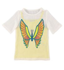 Stella McCartney Kids Kjole - Hæklet - Hvid/Gul m. Sommerfugl Stella McCartney Kids Kjole - Hæklet - Hvid/Gul m. Sommerfugl