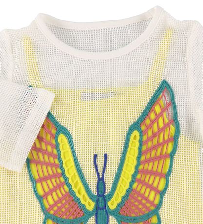 Stella McCartney Kids Kjole - Hæklet - Hvid/Gul m. Sommerfugl Stella McCartney Kids Kjole - Hæklet - Hvid/Gul m. Sommerfugl