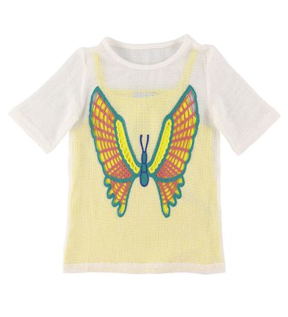 Stella McCartney Kids Kjole - Hæklet - Hvid/Gul m. Sommerfugl Stella McCartney Kids Kjole - Hæklet - Hvid/Gul m. Sommerfugl