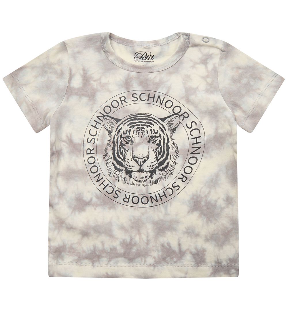 Petit by Sofie Schnoor T-Shirt - Julius - Warm Grey m. Tiger - Sofie Schnoor - 56 - T-Shirts
