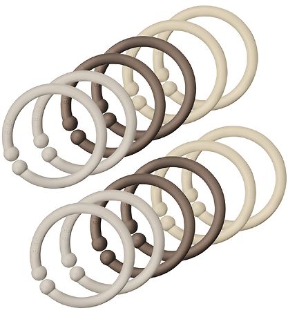 BIBS Ophængsringe/Loops - 12-pak - Sand/Vanilla/Dark Oak