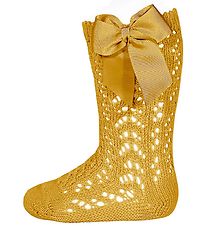 Condor Knæstrømper m. Sløjfe - Strik - Karrygul Condor Knæstrømper m. Sløjfe - Strik - Karrygul