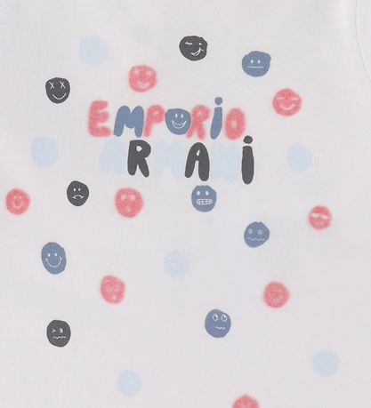 Emporio Armani Bluse - Hvid m. Tekst/Smileys Emporio Armani Bluse - Hvid m. Tekst/Smileys