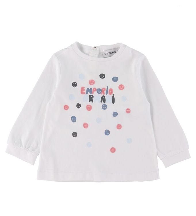 Emporio Armani Bluse m. Tekst/Smileys - Hvid