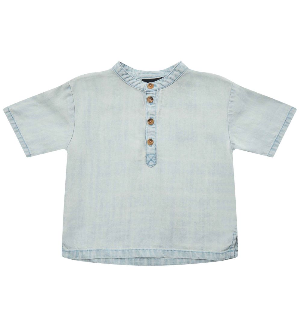 Petit by Sofie Schnoor Hemd k/ä - Blau m. Knöpfe - Sofie Schnoor - 68 - Hemd/Bluse K/Ä