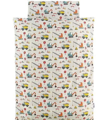 Nørgaard Madsens Sengetøj - Baby - Beige m. Gravemaskiner Nørgaard Madsens Sengetøj - Baby - Beige m. Gravemaskiner