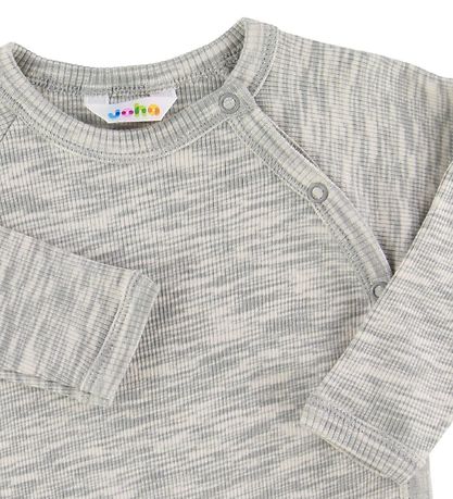 Joha Jumpsuit w. Footies - Grey Melange 