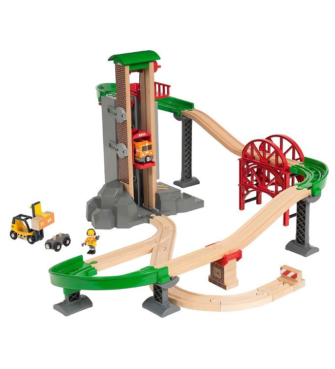 BRIO World Togbane m. Lagerbygning - 32 dele - Løft & Læs 33887