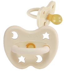 Hevea Pacifier - 0-3 Mths. - Natural Rubber - Milky White w. Mån Hevea Pacifier - 0-3 Mths. - Natural Rubber - Milky White w. Mån