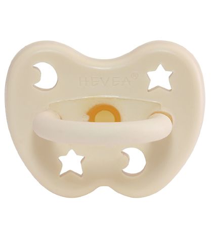 Hevea Pacifier - 0-3 Mths. - Natural Rubber - Milky White w. Mån Hevea Pacifier - 0-3 Mths. - Natural Rubber - Milky White w. Mån