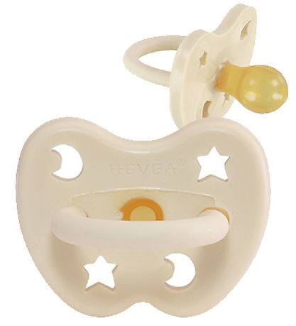 Hevea Pacifier - 0-3 Mths. - Natural Rubber - Milky White w. Mån Hevea Pacifier - 0-3 Mths. - Natural Rubber - Milky White w. Mån