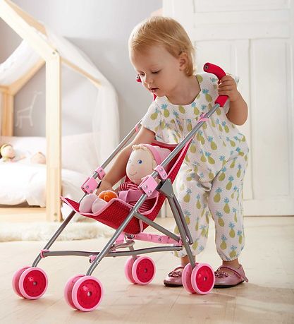 HABA Poppenwagen - Rood/Roze