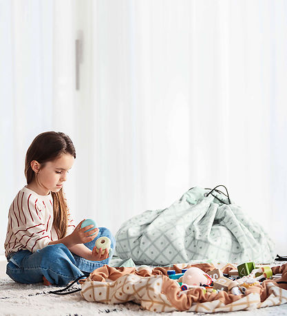 Play&Go Legetøjstæppe - Ø140 cm - Geo Green