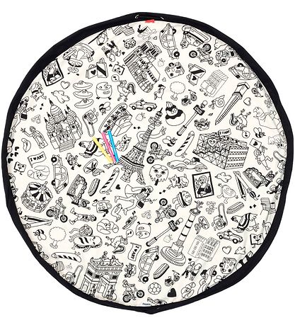 Play&Go x OMY Legetøjstæppe m. Stoftuscher - Ø140 cm - Paris