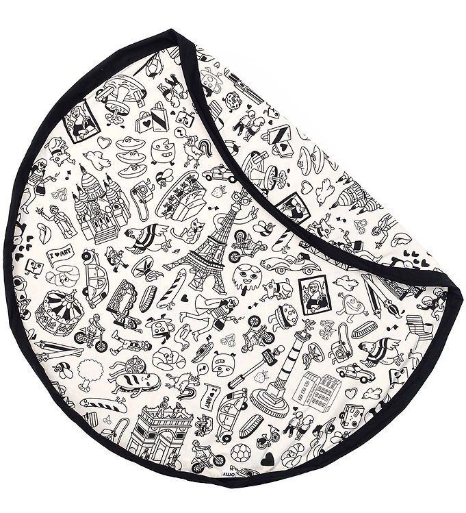 Play&Go x OMY Legetøjstæppe m. Stoftuscher - Ø140 cm - Paris