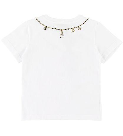 Dolce & Gabbana T-shirt - White w. Chrystals Dolce & Gabbana T-shirt - White w. Chrystals