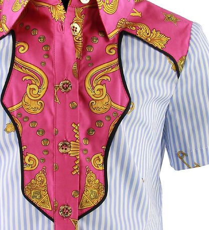 Versace Bluse - Hellblau/Pink Versace Bluse - Hellblau/Pink