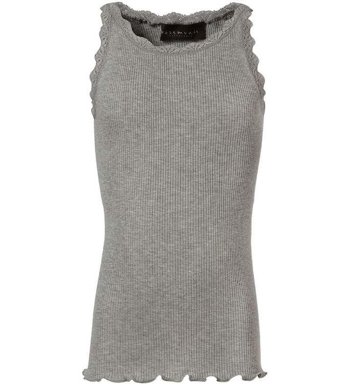 Rosemunde Top - Lang - Silke/Bomuld - Gråmeleret