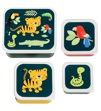 A Little Lovely Company Lunchbox Set - 4 Parts - Jungle Tiger A Little Lovely Company Lunchbox Set - 4 Parts - Jungle Tiger