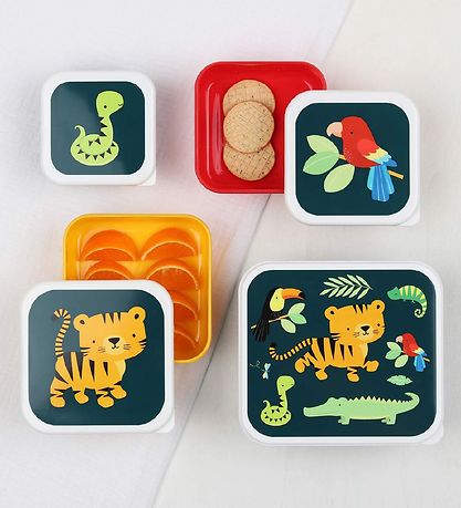 A Little Lovely Company Lunchbox Set - 4 Parts - Jungle Tiger A Little Lovely Company Lunchbox Set - 4 Parts - Jungle Tiger