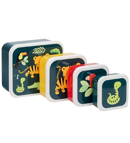 A Little Lovely Company Lunchbox Set - 4 Parts - Jungle Tiger A Little Lovely Company Lunchbox Set - 4 Parts - Jungle Tiger