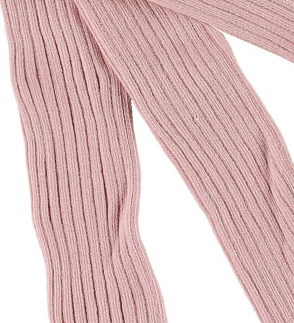 Melton Strømpebukser - Rib - Støvet Rosa