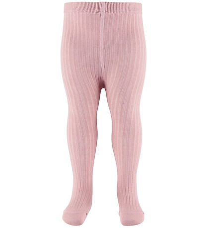Melton Strømpebukser - Rib - Støvet Rosa