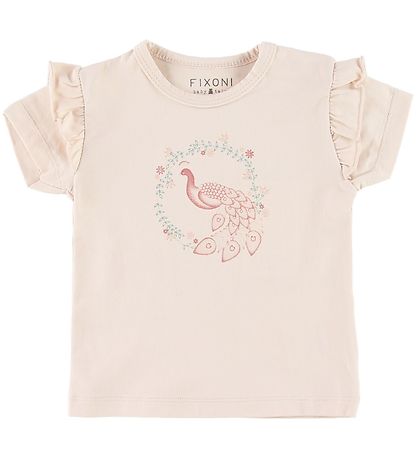 Fixoni T-shirt - Powder w. Peacock