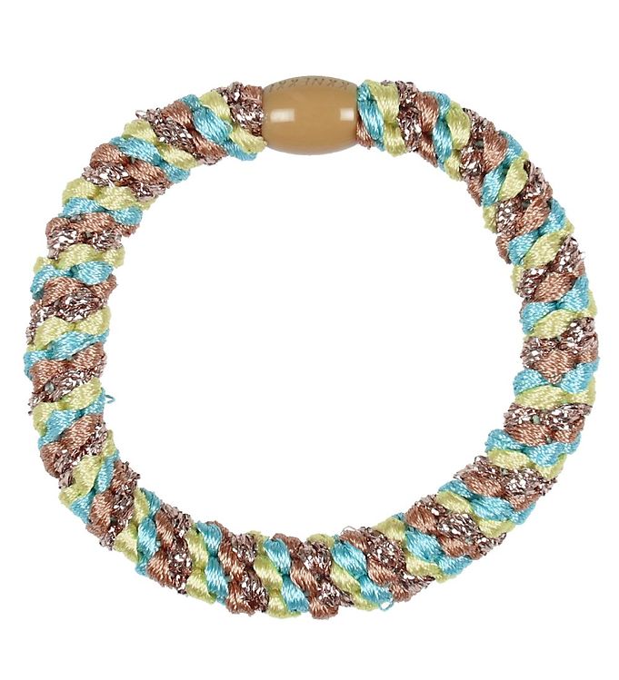 Kknekki Hårelastik - Gul/Turkis Glimmer