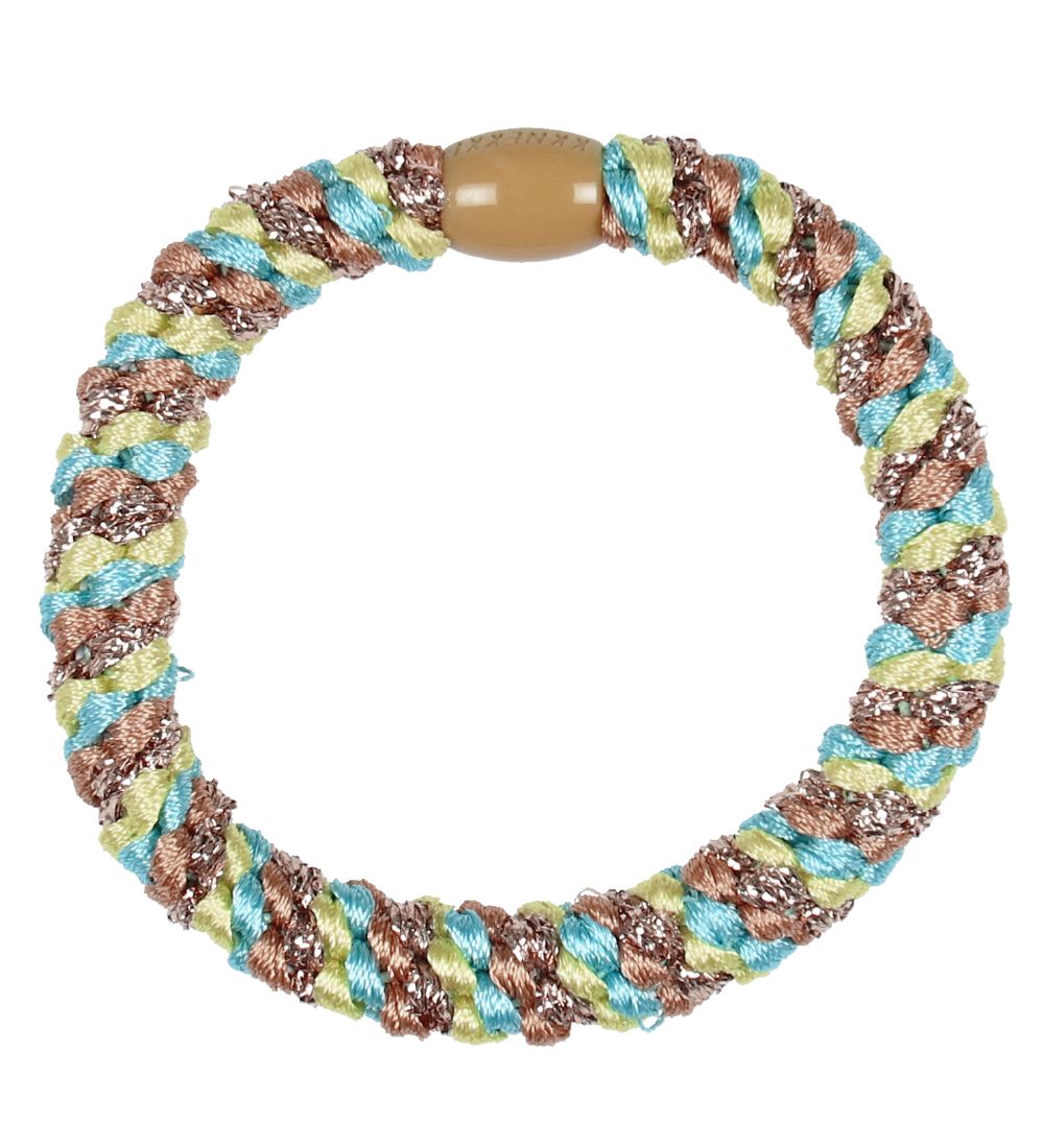Kknekki Haarelastiek - Geel/Turquoise Glitter - Kknekki - OneSize - Haaraccessoires