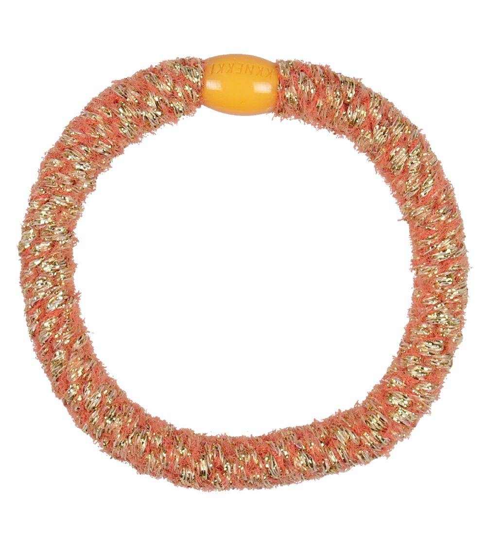 Kknekki Haargummi - Koralle/Gold Velours m. Glitzer - Kknekki - One Size - Haarschmuck