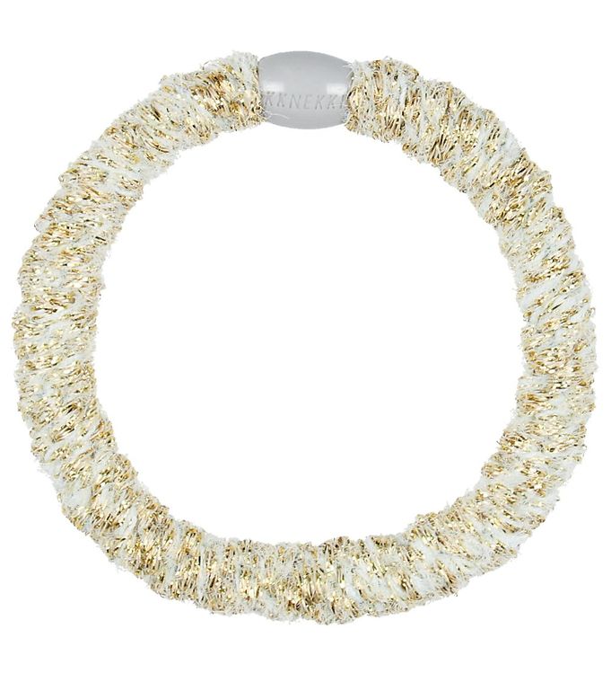 Kknekki Hårelastik - Lyseblå/Guld Velour m. Glimmer