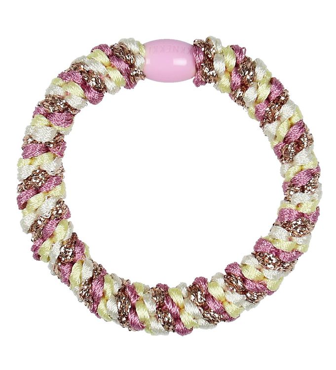 Kknekki Hårelastik - Rosa/Gul Glimmer