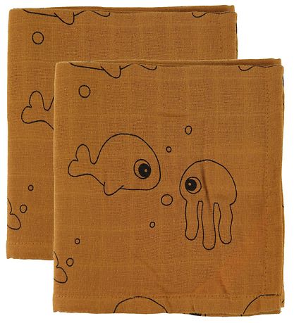 Done By Deer Babysvøb - 120x120 - 2 stk - Sea Friends - Mustard