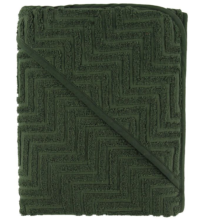 Filibabba Babyhåndklæde – Zigzag – 90×90 cm – Dark Green