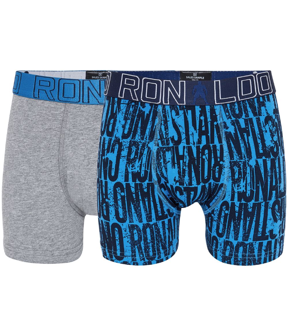 CR7 Boxershorts - 2-pack - Grijs Gevlekt/Turquoise m. Print - JBS - 4-6 jaar (104-116) - Boxershorts