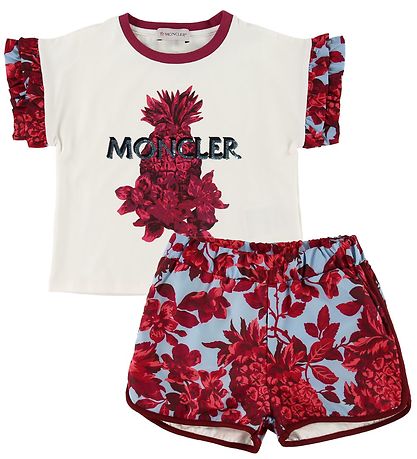 Moncler Sæt - T-shirt/Shorts - Completo - Ivory/Blue Moncler Sæt - T-shirt/Shorts - Completo - Ivory/Blue