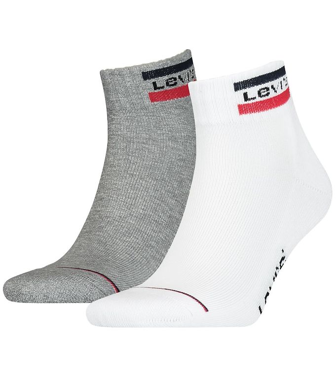 Levis Strømper 2P Sport Mid Cut Sock Hvid/Grå Str 35/38