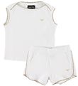 Emporio Armani Sæt - T-shirt/Shorts - Hvid m. Guldglimmer