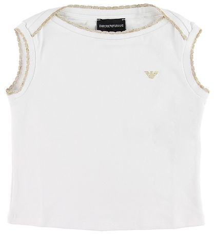 Emporio Armani Set - T-Shirt/Shorts - Wit m. Goud Glitter Emporio Armani Set - T-Shirt/Shorts - Wit m. Goud Glitter