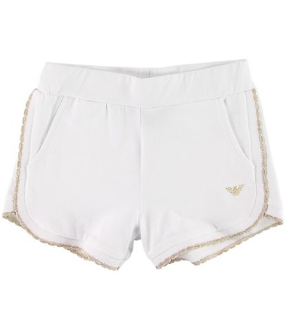 Emporio Armani Set - T-Shirt/Shorts - Wit m. Goud Glitter Emporio Armani Set - T-Shirt/Shorts - Wit m. Goud Glitter