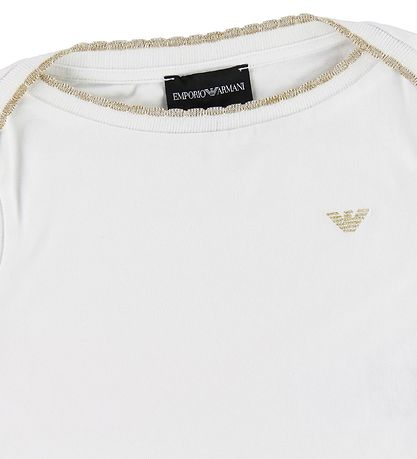Emporio Armani Set - T-Shirt/Shorts - Wit m. Goud Glitter Emporio Armani Set - T-Shirt/Shorts - Wit m. Goud Glitter