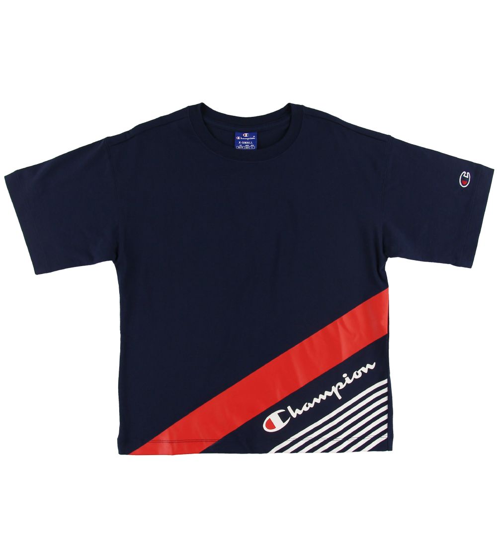 Champion Fashion T-Shirt - Navy m. Print - Champion - 18-20 Jahre - T-Shirts