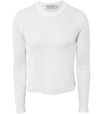 Hound Bluse - Cropped - Strik - Hvid m. Hulmønster