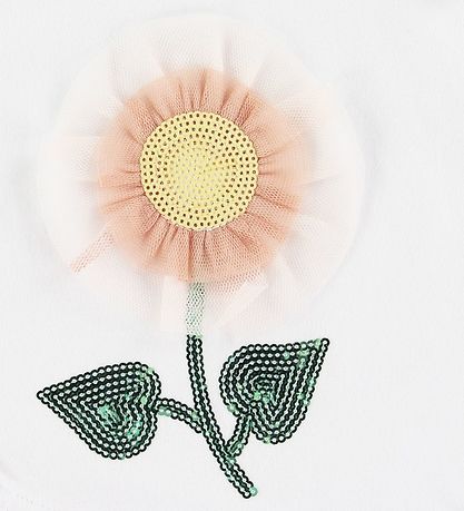 Hust and Claire T-shirt - Adora - Hvid m. Blomst Hust and Claire T-shirt - Adora - Hvid m. Blomst