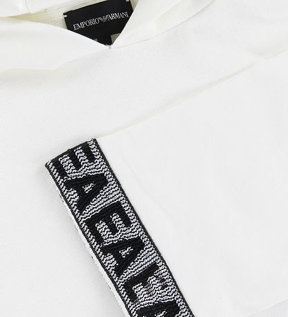 Emporio Armani Hættetrøje - Crop - Hvid m. Pailletter