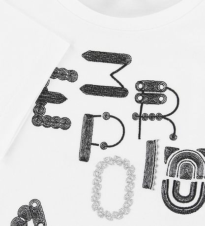 Emporio Armani T-shirt - White w. Embroidery Emporio Armani T-shirt - White w. Embroidery