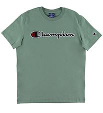 Champion 패션 티셔츠 - 더스티 그린 포함 로고 Champion 패션 티셔츠 - 더스티 그린 포함 로고