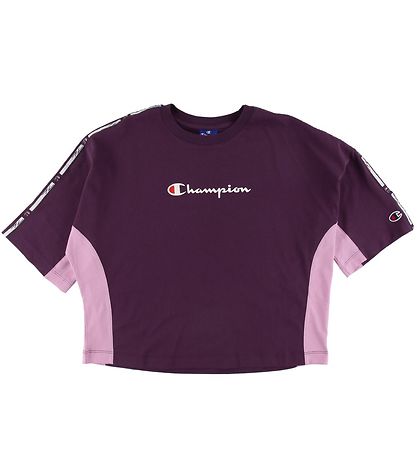 T-Shirt Champion Fashion - Crop - Violet av. Logo