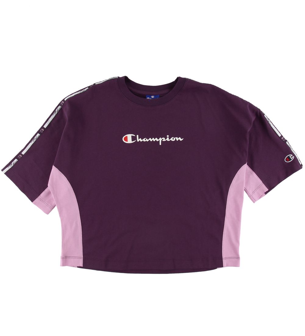 Champion Fashion T-Shirt - Crop - Lila m. Logo - Champion - 16-18 Jahre (176-188) - T-Shirts